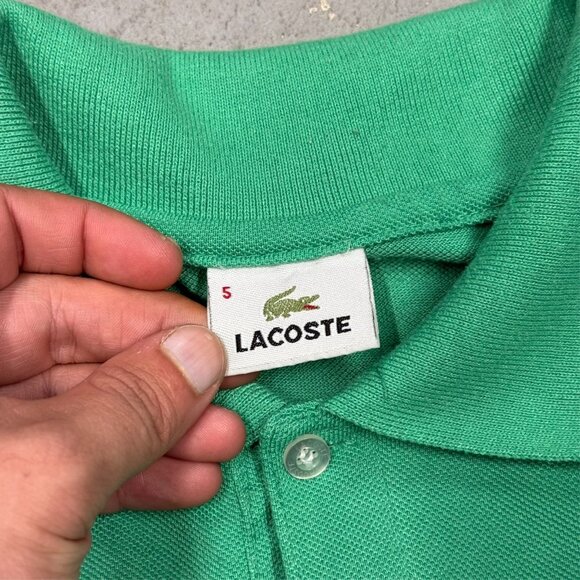 Lacoste Polo Shirt Short Sleeve Mesh Cotton Green Small Croc Medium - Picture 4 of 6